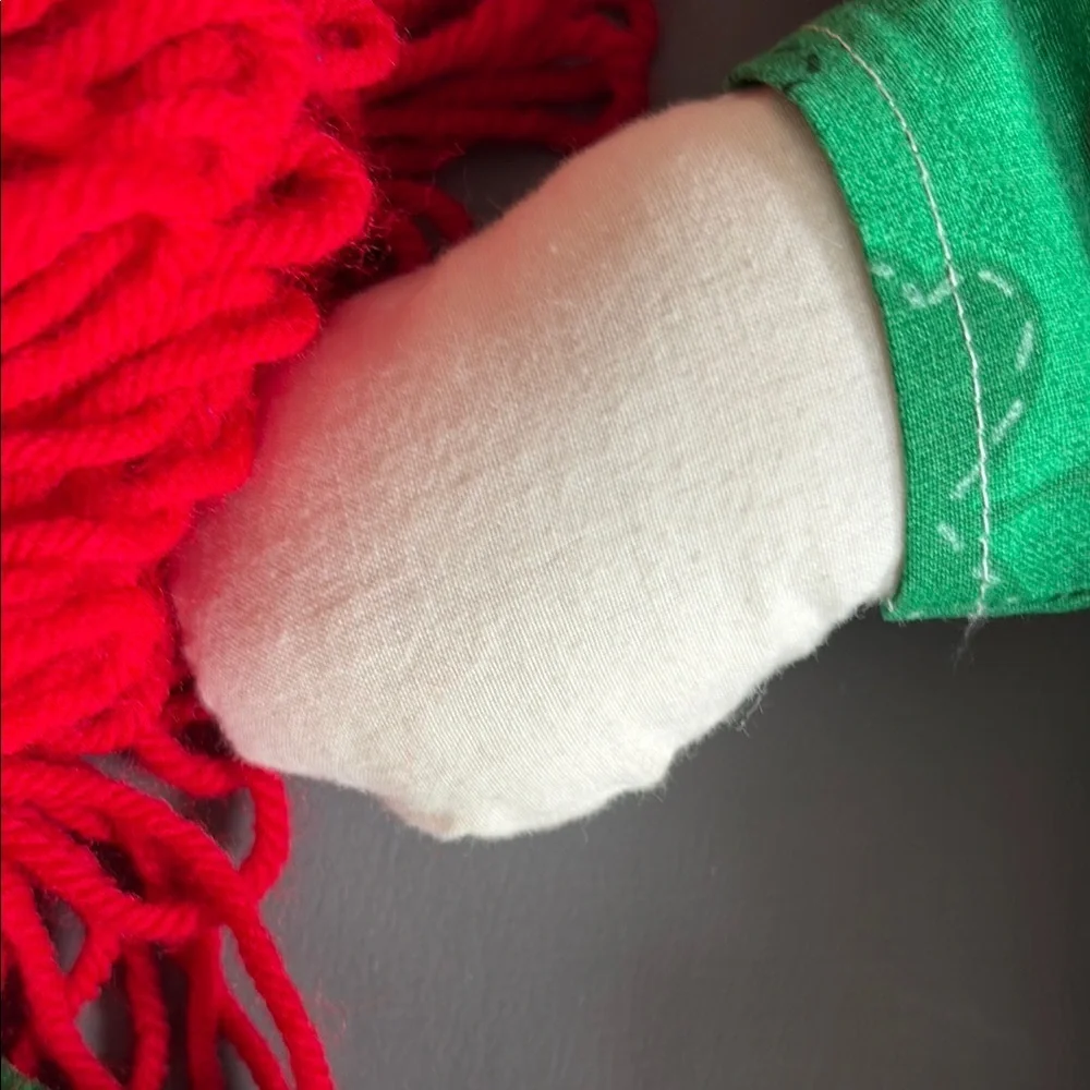 Vintage Handmade Raggedy Ann and Andy inspired Green and Red Rag Dolls Set